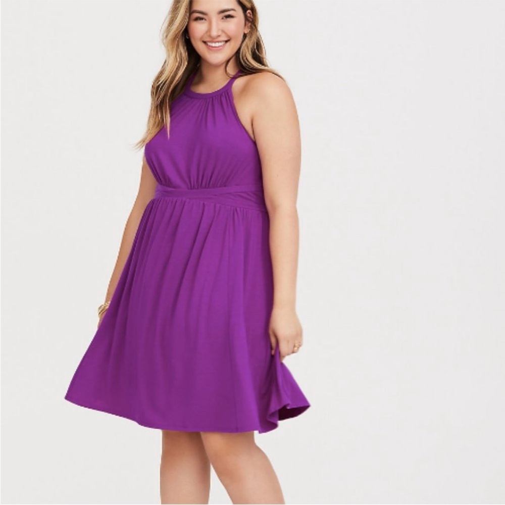 Torrid Purple High Neck Jersey Mini Dress | 00